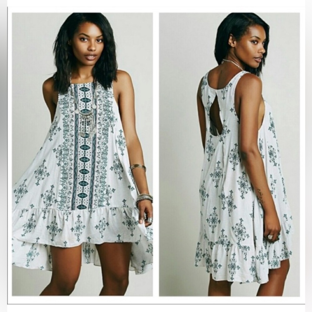 Free people intimately free, swing trapeze dress boho patterned size XS